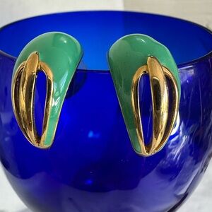 Vintage mint green modernist earrings